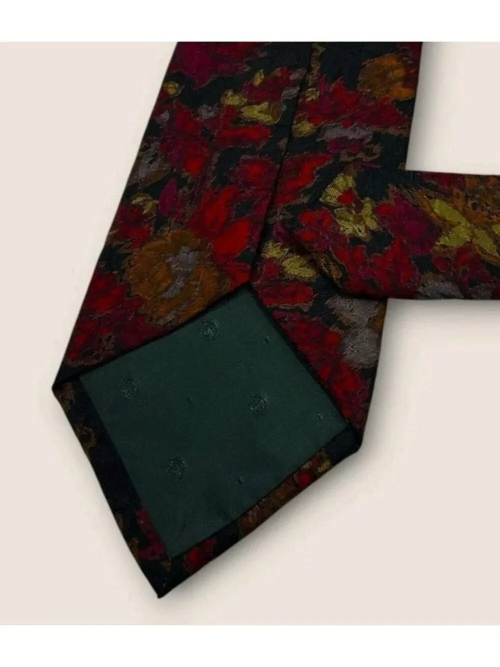 ERMENEGILDO ZEGNA Silk Tie ITALY Black Burgundy Beige Floral W:3.5